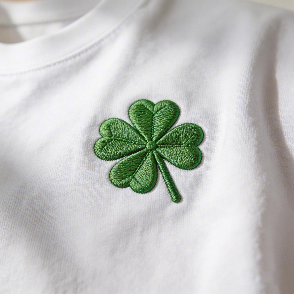 Lucky Clover Embroidered T-Shirt | Soft Breathable Everyday Essential