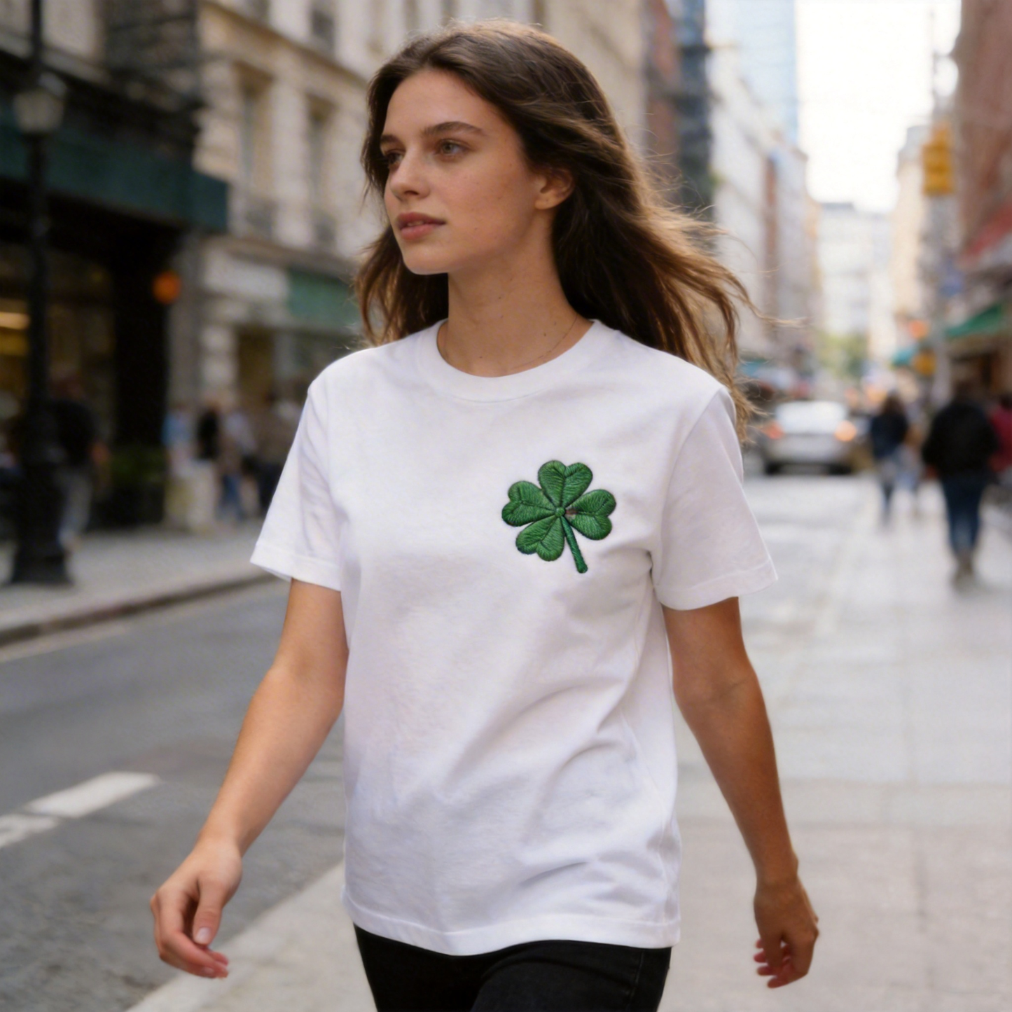Lucky Clover Embroidered T-Shirt | Soft Breathable Everyday Essential