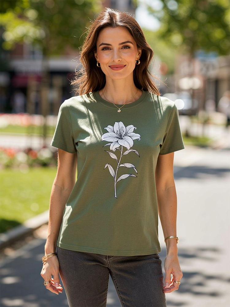 Summer Loose Fit Daisy Embroidered T-Shirt | Soft Breathable Everyday Essential