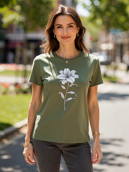 Summer Loose Fit Daisy Embroidered T-Shirt | Soft Breathable Everyday Essential