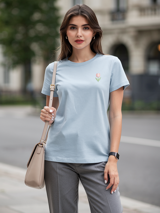Women’s Light Blue Basic T-Shirt | Soft Breathable Everyday Summer Tee