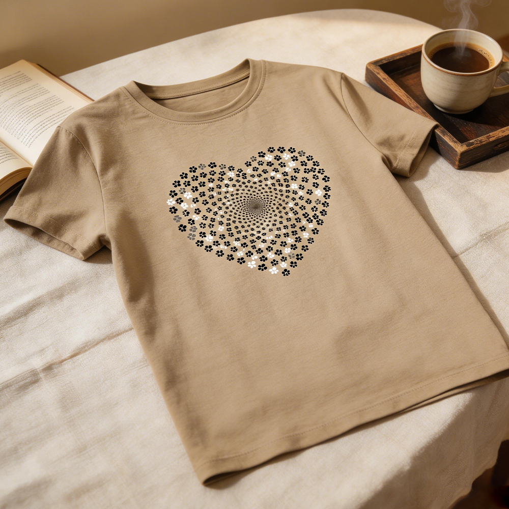 Women’s Sequin Heart T-Shirt | Chic Casual Beige Summer Tee