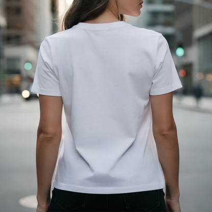 Floral Graphic White T-Shirt – Casual Loose Fit Summer Top, Chic Minimalist Everyday Tee for Women