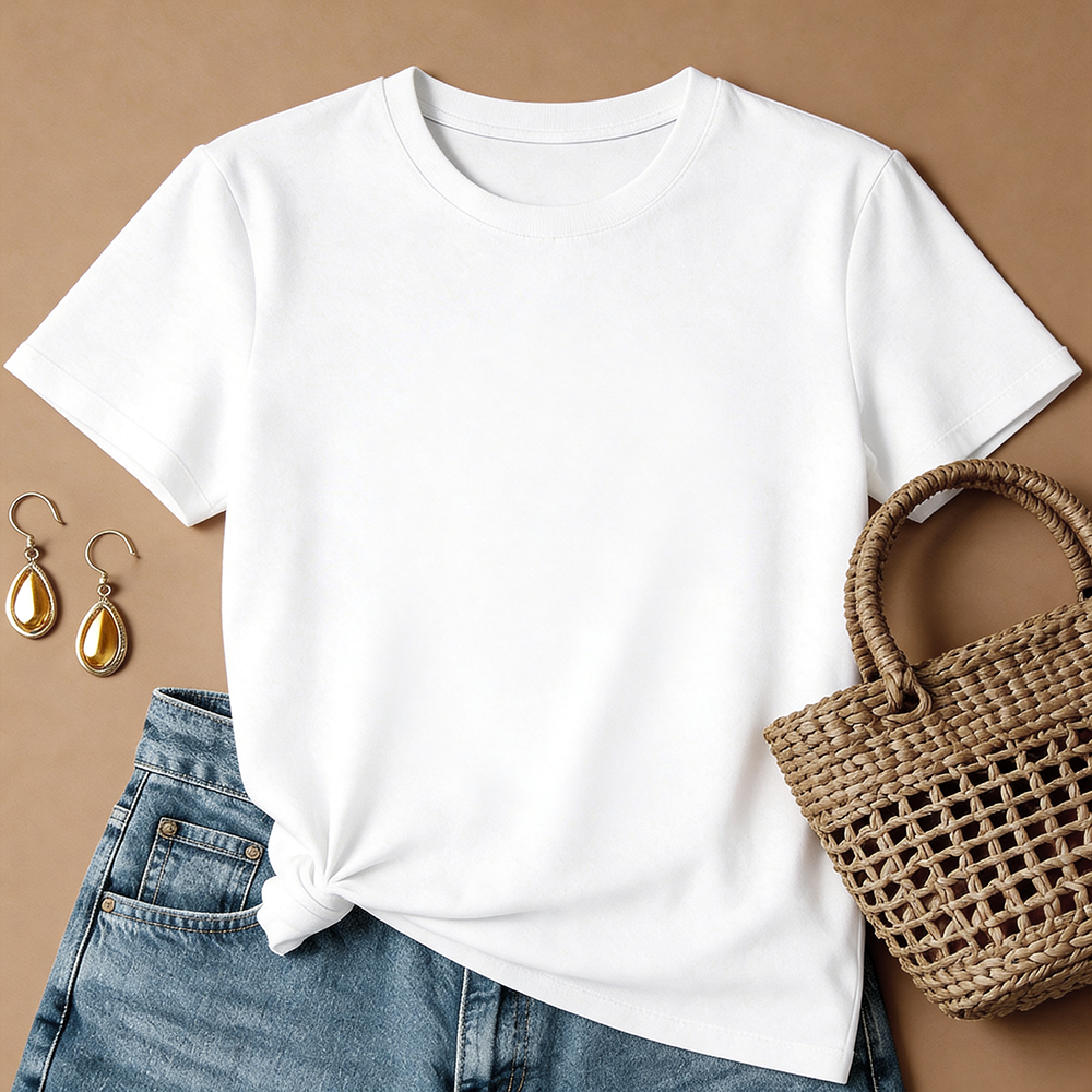 Floral Graphic White T-Shirt – Casual Loose Fit Summer Top, Chic Minimalist Everyday Tee for Women