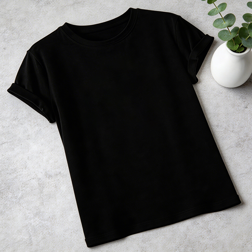 Women’s Black Graphic T-Shirt | Boho Floral Print Casual Loose Fit Summer Tee