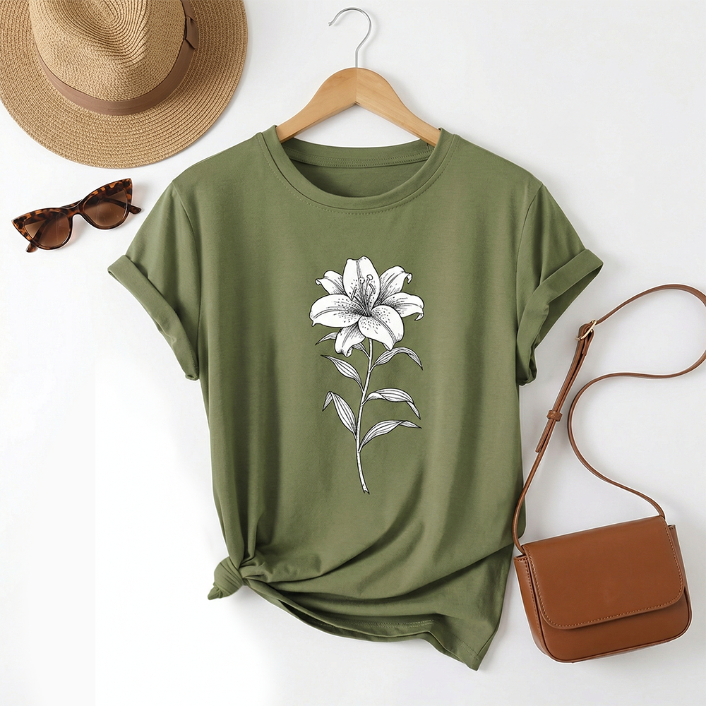 Summer Loose Fit Daisy Embroidered T-Shirt | Soft Breathable Everyday Essential