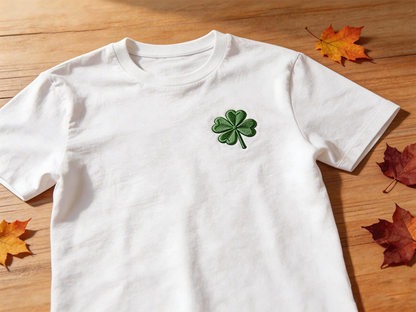 Lucky Clover Embroidered T-Shirt | Soft Breathable Everyday Essential