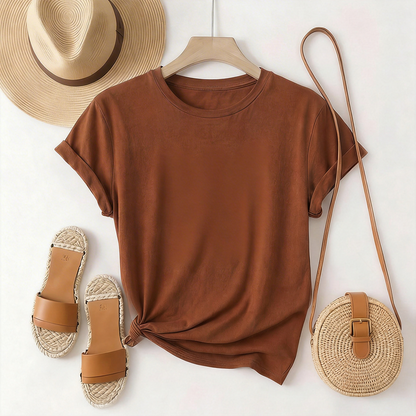 Vintage Brown Floral Graphic T-Shirt – Loose Fit Casual Summer Top, Chic Streetwear Short Sleeve Tee